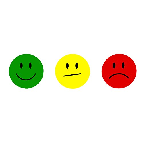 Oblique-Unique® 180 Smiley Face Sticker ø 2cm - Lächeln (Gün) - Neutral (Gelb) - Traurig (Rot) -