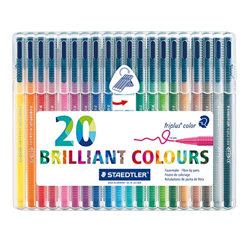 Staedtler 323 SB20 Filzstifte triplus color (dreikant, Set mit 20 brillanten Farben, hohe Qualität Made in Germany, CE - kindgerecht DIN EN-71, stabile, eindrucksichere Spitze, Linienbreite ca. 1 mm) -