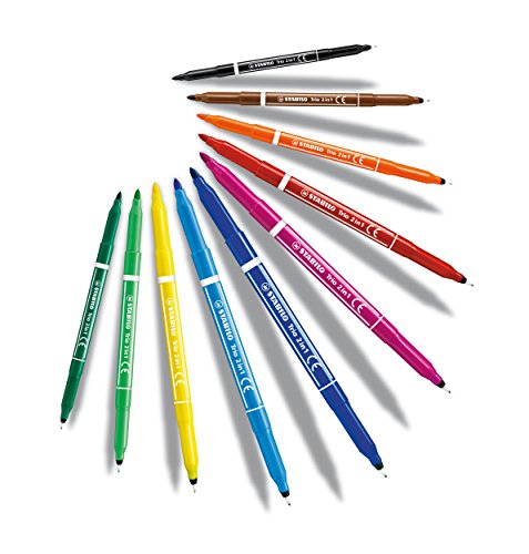 Stabilo Filzstift und Fineliner (in einem Trio 2 in 1, mit 10 verschiedenen Farben) 10er Pack -