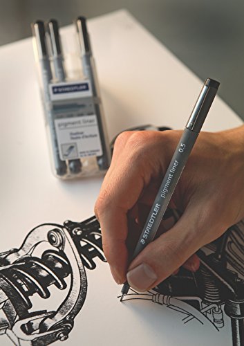 Staedtler 308 SB6P Fineliner pigment liner Set (mit 6 Linienbreiten, hohe Qualität Made in Germany, Pigmenttinte, dokumentenecht, lichtbeständig) schwarz -