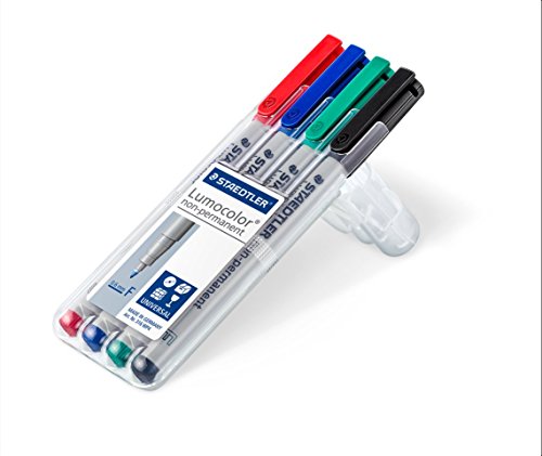 Staedtler 316 WP4 Feinschreiber Lumocolor non-permanent, circa 0.6 mm, Staedtler Box mit 4 Stück -