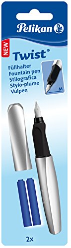 Pelikan 947366 Twist Füllhalter (Universell für Rechts- und Linkshände) silber -