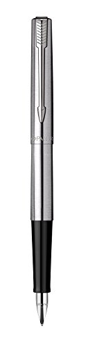 Parker S0161590 Jotter Füllfederhalter (edelstahl mit Chromeinfassung, mittlere Schreibfeder, Geschenkbox) -