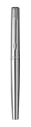 Parker S0161590 Jotter Füllfederhalter (edelstahl mit Chromeinfassung, mittlere Schreibfeder, Geschenkbox) -