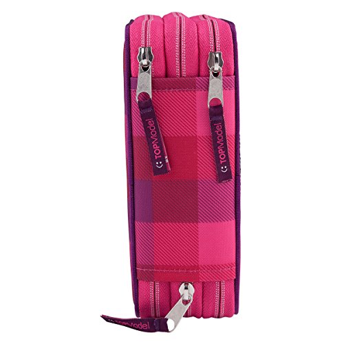 TOPModel 3-fach Federtasche, Pailetten Smiley rot, 6604 -