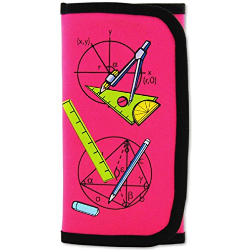 12-tlg. Zirkelset Mathematik-Set im praktischen Etui mit Klettverschluss (pink) -