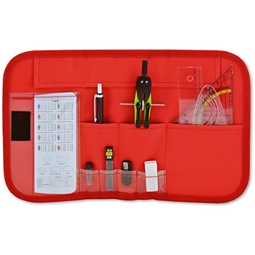 12-tlg. Zirkel- und Mathematik-Set im praktischen Etui mit Klettverschluss London -