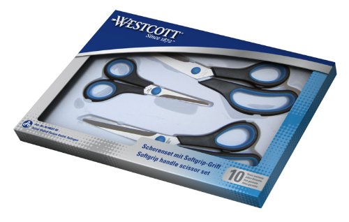 Westcott N-90027 00 Easy Grip Scheren Set, 3 Stück, 13cm + 21cm + 25 cm, schwarz-blau -