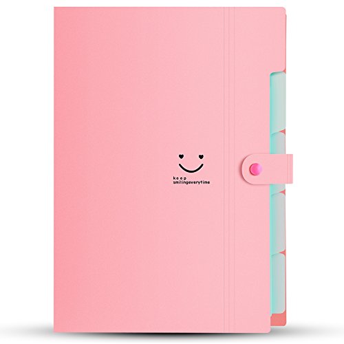 Fächermappe 4 Fächer A4 Ordner Dokumentenmappe PP Erweitern Schulordner dokumente organizer Pink Cover - 8