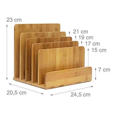 Relaxdays Dokumentenhalter aus Bambus HBT: ca. 23 x 24,5 x 20,5 cm praktische Briefablage Ordnungssystem für den Schreibtisch passend als Zeitungs-/ Zeitschriftenständer oder Prospekthalter, natur - 3