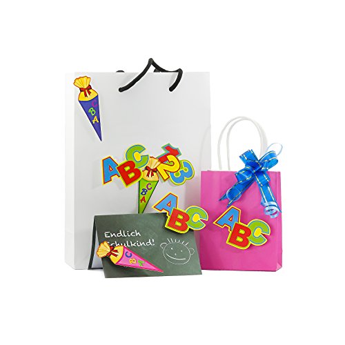 Oblique-Unique® ABC Schultüte 123 Zahlen Buchstaben Tisch Dekoration zur Schuleinführung - Konfetti Zuckertüte Einschulung Schulanfang - 3