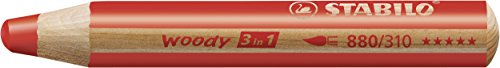Buntstift, Wasserfarbe & Wachsmalkreide - STABILO woody 3 in 1 - 10er Pack mit Spitzer - mit 10 verschiedene Farben - 2