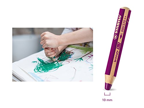Buntstift, Wasserfarbe & Wachsmalkreide - STABILO woody 3 in 1 - 10er Pack mit Spitzer - mit 10 verschiedene Farben - 10
