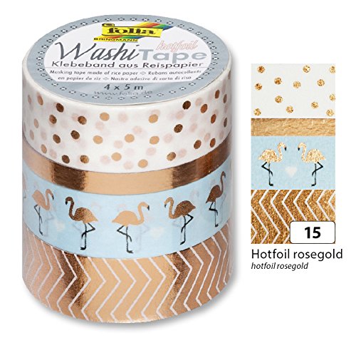 folia 26415 Deko-Klebeband Washi-Tape HOTFOIL ROSEGOLD, 4er Set - 2