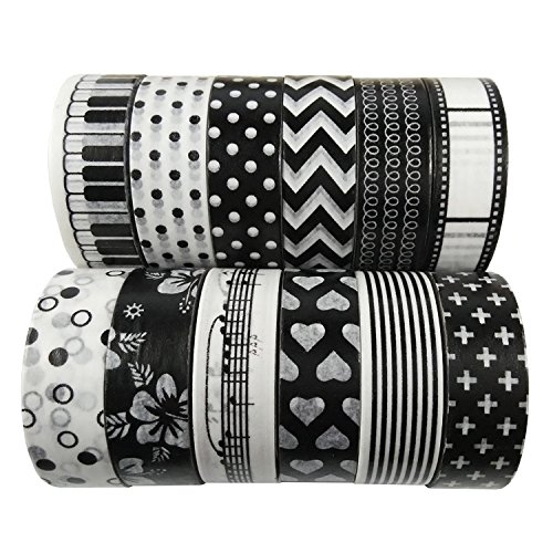 AUFODARA 12er Washi Tape Set Unterschiedliche Mustern Klebeband DIY Deko - 3