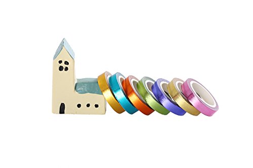 30 Rollen Folie Washi Tape – bunten & Gold Metallic Washi Tape – 8 mm x 4 m Klebeband Japanisches Papier für DIY Basteln - 3