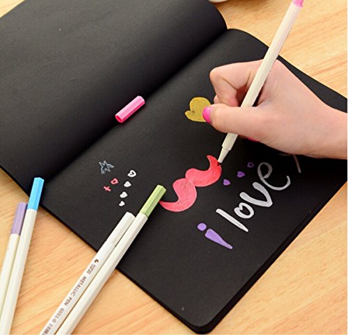 APOGO Metallic Marker Pens, Satz von 10 sortierten Farben metallischen Stift Marker für Kartenherstellung DIY Fotoalbum Gästebuch Gebrauch auf irgendeiner Oberfläche-Papier Glas Kunststoff Keramik Töpferei Stein Färbung Bücher. - 3