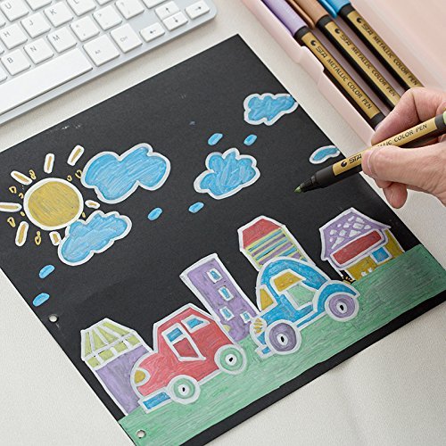 Metallic Marker Pens, Beupro 10 Stück Metallic Permanent Marker für Kartenherstellung DIY Fotoalbum Gästebuch Gebrauch auf irgendeiner Oberfläche-Papier Glas Kunststoff Keramik Töpfer - 5