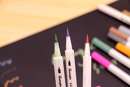 Metallic Stifte Marker Pens Farben Pinselstift, Satz von 12 Farben Metallic Marker Pens für Kartenherstellung / DIY Fotoalbum / Gebrauch auf irgendeiner Oberfläche-Papier / Glas / Kunststoff / Keramik - 2