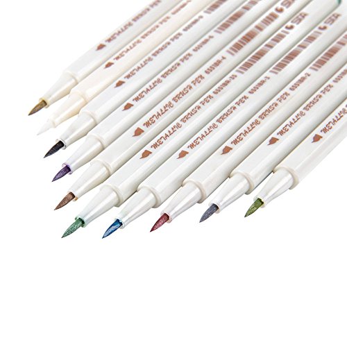 Metallic Stifte Marker Pens Farben Pinselstift, Satz von 12 Farben Metallic Marker Pens für Kartenherstellung / DIY Fotoalbum / Gebrauch auf irgendeiner Oberfläche-Papier / Glas / Kunststoff / Keramik - 3