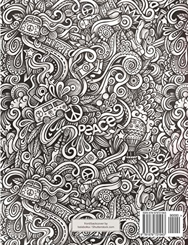 DÉKOKIND Zeichenbuch | DIN A4, 122 Seiten, Register, Vintage Softcover | Dickes Blanko-Notizbuch zum Selbstgestalten | Motiv: Doodle Pattern - 2