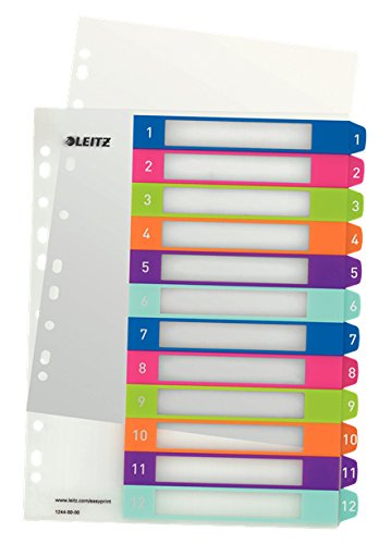 Leitz 12440000 WOW Zahlen Plastikregister (Polypropylen, 1-12, A4, 12 Blatt) farbig - 3
