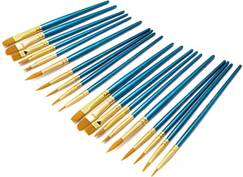 HOMETOOLS.EU® - 20er Pinsel-Set | Aquarell- Pinsel Wasser-Farben blauer Griff | Mal-Pinsel Schul-Pinsel Zeichen-Pinsel | Spar-Set 20-teilig - 2