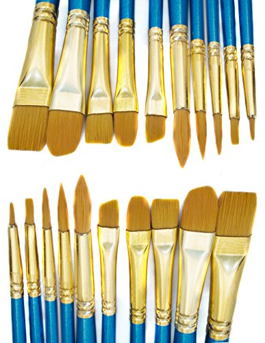 HOMETOOLS.EU® - 20er Pinsel-Set | Aquarell- Pinsel Wasser-Farben blauer Griff | Mal-Pinsel Schul-Pinsel Zeichen-Pinsel | Spar-Set 20-teilig - 3