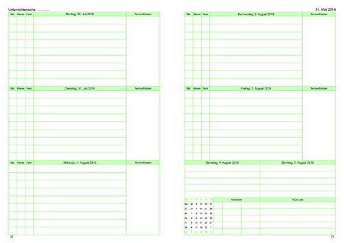 Lehrerkalender / Schuljahresplaner 2018/2019 der Große im Format A4 - 8