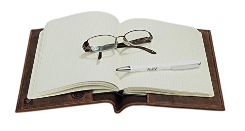 Greenburry Vintage Buchhülle Leder Buchumschlag Lederhülle A5 Ledereinband Notizbuch braun - 24,5x7x1cm - 4
