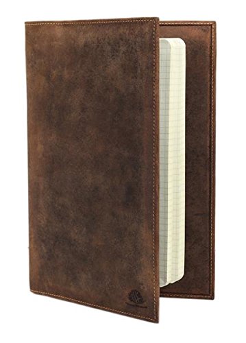 Greenburry Vintage Buchhülle Leder Buchumschlag Lederhülle A5 Ledereinband Notizbuch braun - 24,5x7x1cm - 5