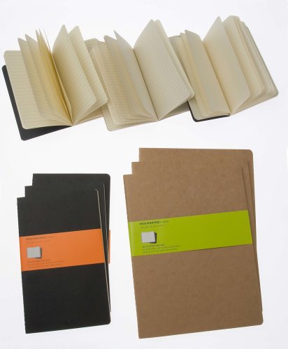 Moleskine Cahier Notizhefte (kariert, Pocket, Kartoneinband) 3-er-Set schwarz - 5