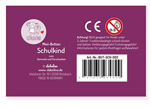 dabelino Button Schulkind: Mädchen mit Karte zur Einschulung: Ø 31 mm (Anstecker/ Pin) - 4