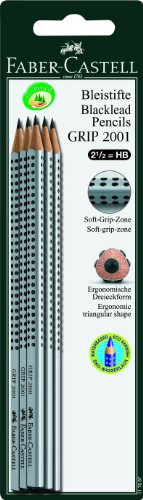Faber-Castell 117697 - 6 Bleistifte GRIP 2001, Härtegrad: HB, Schaftfarbe: silber - 2