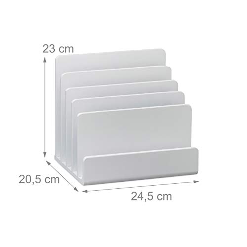 Relaxdays Dokumentenhalter Bambus, Briefablage, 5 Fächer Ordnungssystem, Schreibtisch Organizer HBT 23x24,5x20,5cm, weiß - 4