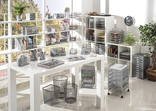 Osco Stifteköcher Mesh kratzfest mit streifenfreier Unterseite 5 Röhren silbern - 6