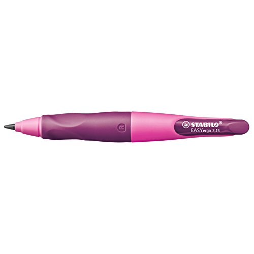 STABILO EASYergo 3.15 inkl. 1 dicke HB Mine & Spitzer - ergonomischer Druckbleistift für Rechtshänder - Einzelstift pink/lila -