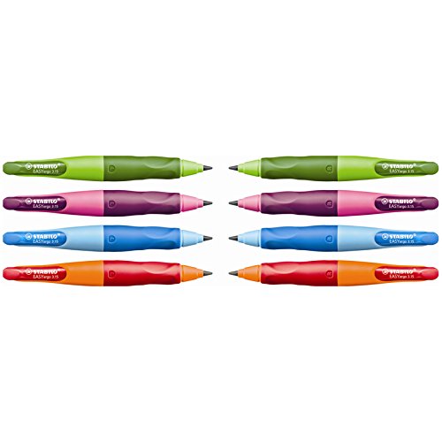 STABILO EASYergo 3.15 inkl. 1 dicke HB Mine & Spitzer - ergonomischer Druckbleistift für Rechtshänder - Einzelstift pink/lila -