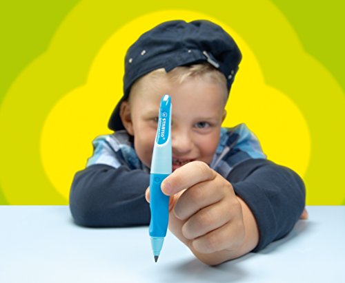 STABILO EASYergo 3.15 inkl. 1 dicke HB Mine & Spitzer - ergonomischer Druckbleistift für Linkshänder - Einzelstift hell-/dunkelblau -