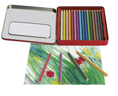 Faber-Castell 110916 - Buntstifte Jumbo Grip, 16 Stifte im Metalletui -