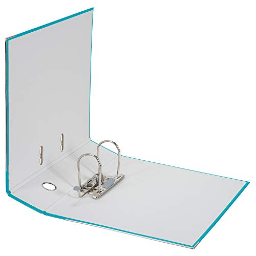 Original Falken Recycolor Umwelt-Ordner Öko. Made in Germany. Farbiger Papierbezug außen 8 cm breit DIN A4 Pastell-Farbe türkis Ringordner Aktenordner Briefordner Büroordner CO2-Neutral Blauer Engel - 2