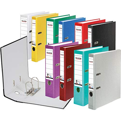Original Falken Recycolor Umwelt-Ordner Öko. Made in Germany. Farbiger Papierbezug außen 8 cm breit DIN A4 Pastell-Farbe türkis Ringordner Aktenordner Briefordner Büroordner CO2-Neutral Blauer Engel - 4