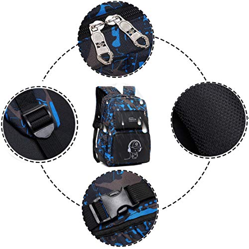 Asge Rucksack Jungen Schulrucksack Mädchen Teenager Jugendliche Coole Schule Daypacks Kinder Reflektierender Schultasche Outdoor Camping Groß Schulranzen Wasserdicht Ranzen Schultertaschen Set (Blau) - 4