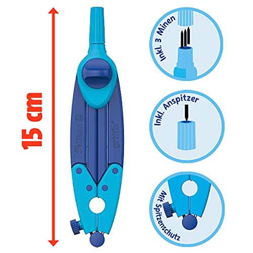 Pelikan Zirkel griffix, ideal für die Schule, ergonomische Form, inkl. Ersatzminen & Anspitzer - 11