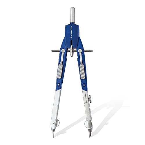 STAEDTLER Mars Comfort 552 01 Zirkel, Schnellverstellzirkel, auswechselbare Nadel, Schenkel abknickbar, Durchmesser Zeichenkreis: 350 mm, Länge: 170 mm, Farbe: blau, silber, Klappdeckeletui - 2