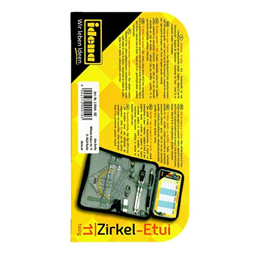 Idena 20066 - Zirkel im Etui, 11-teilig, mit Geodreieck, Lineal, Ersatzminen für den Zirkel, Druckbleistift & Ersatzminen, Stundenplan, Radiergummi & Spitzer - 7