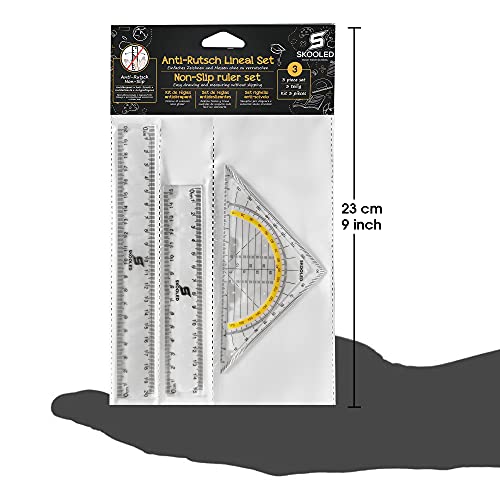 Anti-Rutsch Lineal und Geodreieck 3 in 1 Set rutschfestes Set zum sicheren und einfachen Zeichnen und Messen - 5