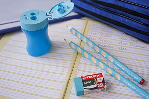 Schul-Set für Linkshänder - STABILO EASYgraph in blau - inklusive Spitzer + Radierer - 6