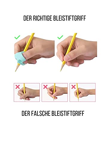 Piepmatz und Grünschnabel ergonomische Schreibhilfe für die richtige Stifthaltung - 6 Stück Stiftgriff für Bleistift und Buntstift - für Rechts und Linkshänder - plastikfrei verpackt - 5