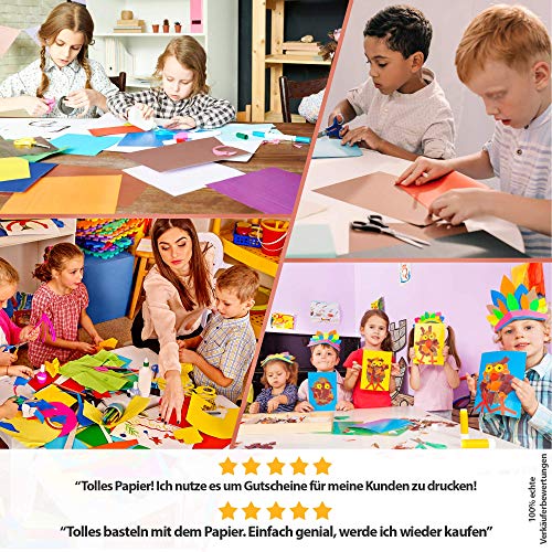 100 Blatt TONPAPIER - Buntes Papier DIN A4-130g/m² Set 10 Farben – Stabil Bastelpapier & Farbige Blätter, Kinder & DIY Bogen, Zubehör zum Basteln für Fotoalbum Geschenke zum Kreativ sein Bedruckbar - 6